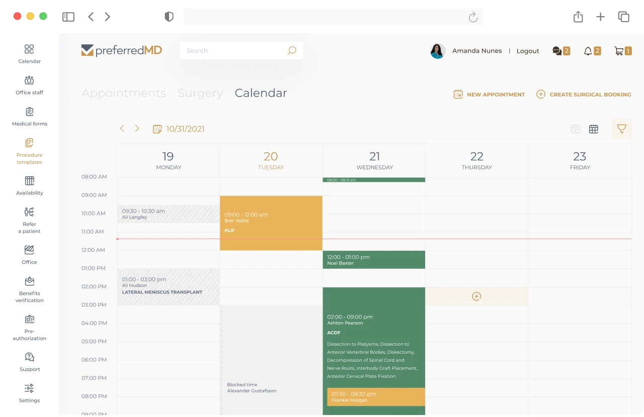 PreferredMD dashboard