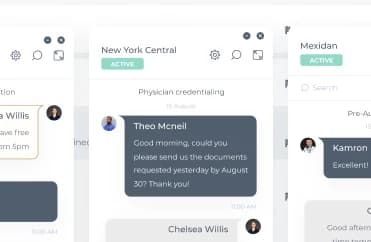 Securely communicate with the facility to clarify questions and complete missing information.